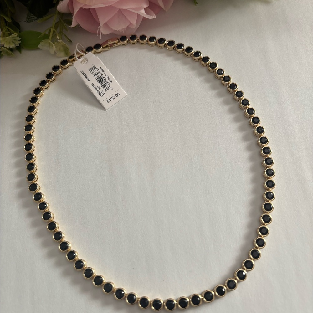 NWT Kendra Scott Carmen Tennis Necklace in Gold black - Picture 2 of 9